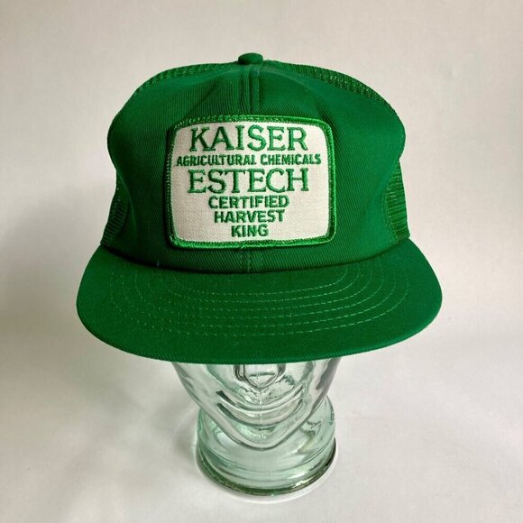 Vintage Kaiser Agriculture Chemicals Snapback Hat Trucker's Estech Harvest King - Picture 1 of 7